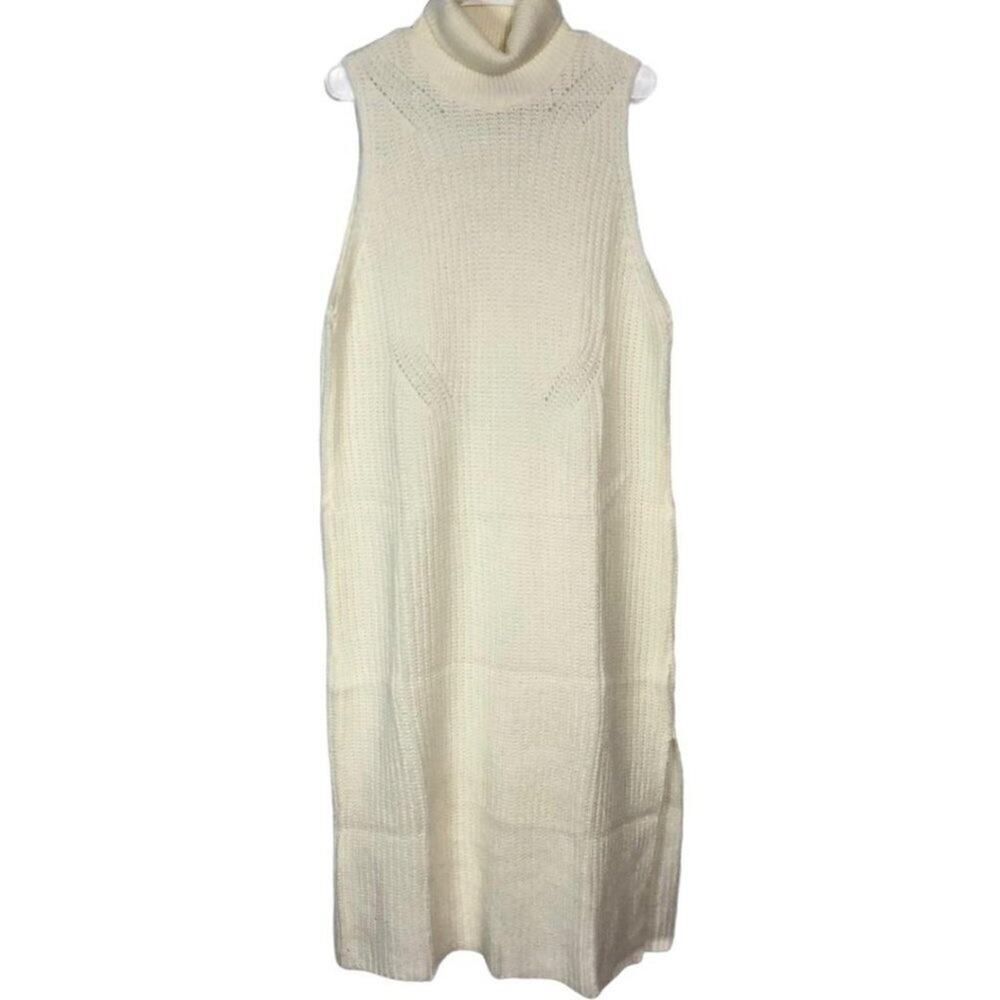 ASOS DESIGN Sweater Midi Dress Cream Women's Size 14 Knitted Sleeveless NWT